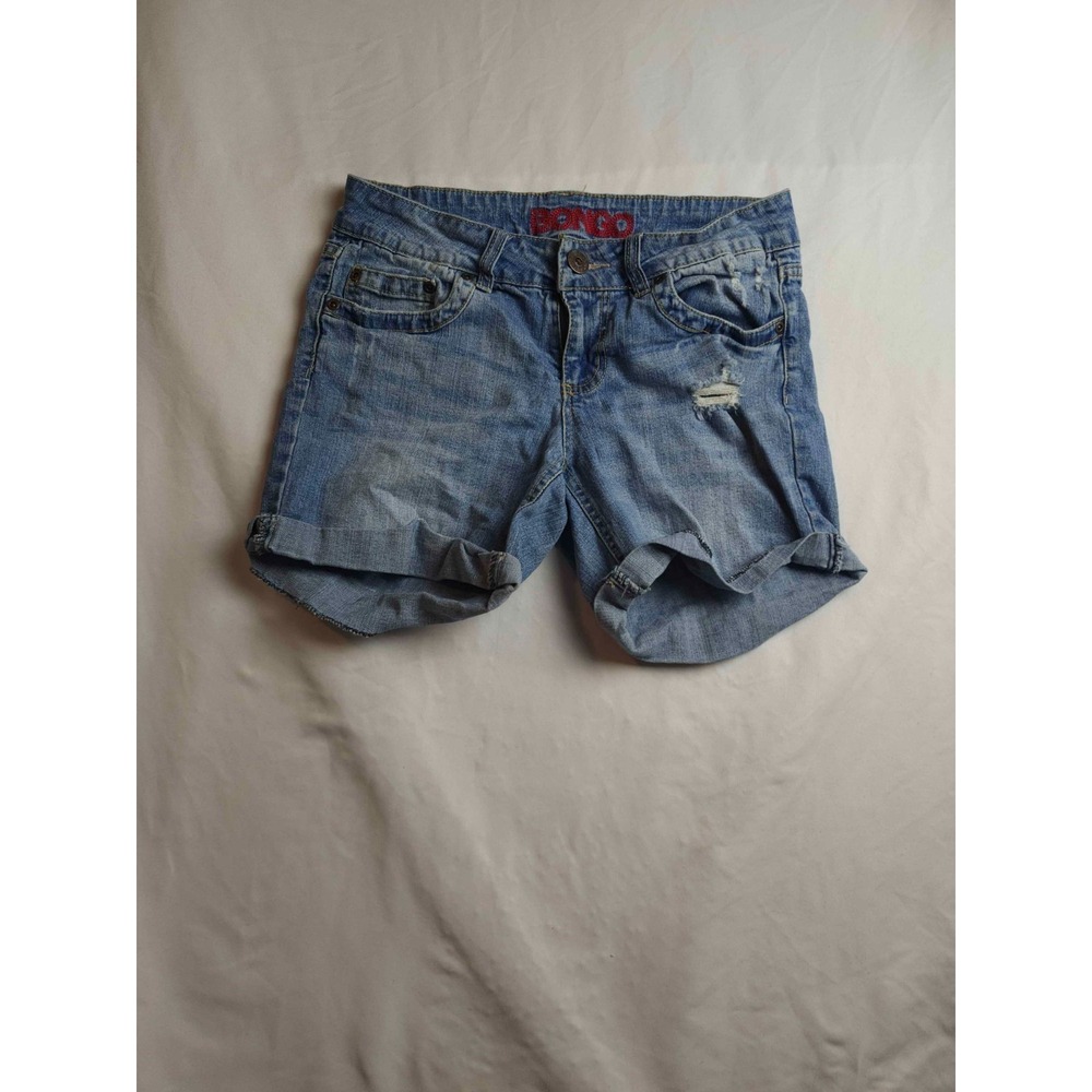 Bongo Jean Shorts Womens 7 Juniors‎ Blue Denim Distressed Cuffed Pockets Casual